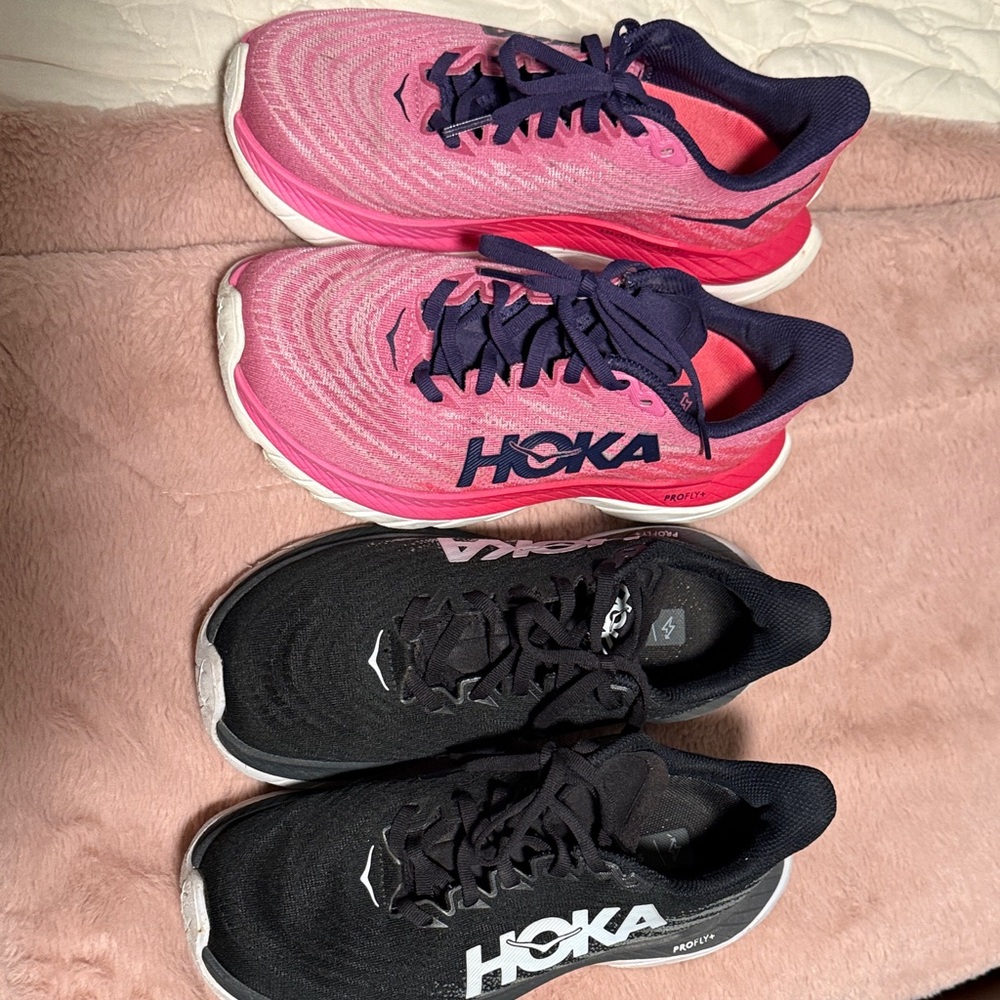 Hoka Women's Athletic Shoes - Pink and Black Duo